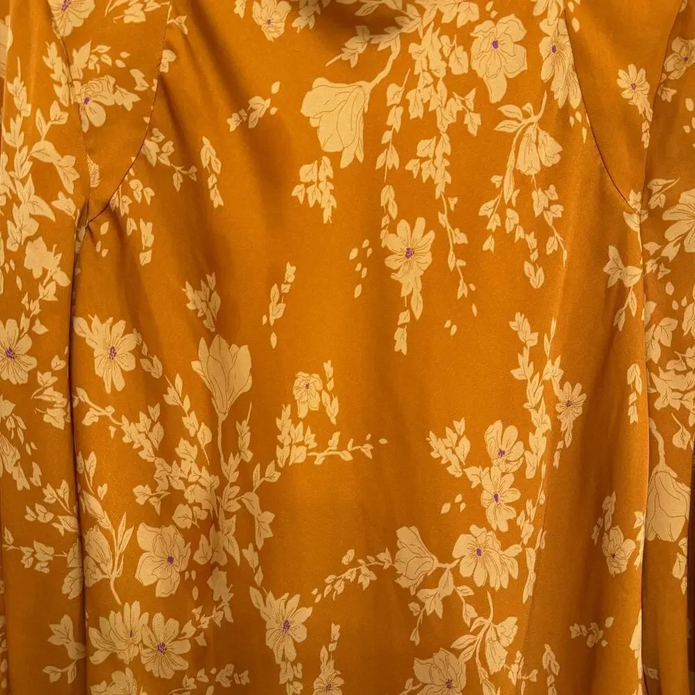 Free People Aries Floral Mini Dress Yellow Size Medium Fairy Retro Festival